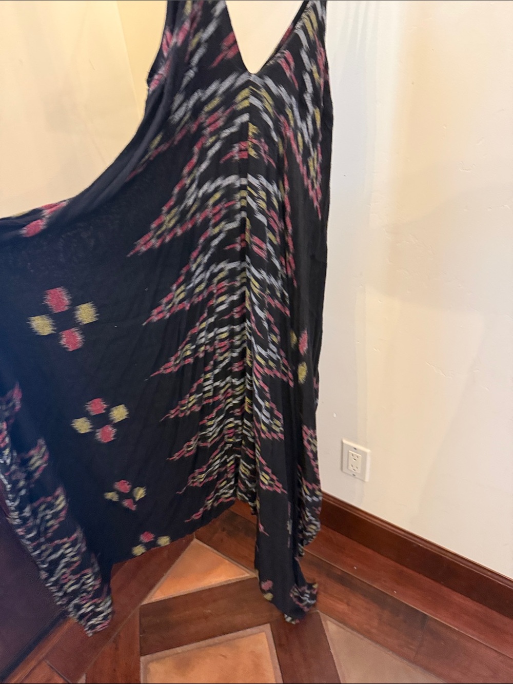 INDAH Flowing Black Patterned Maxi jumpsuit dress